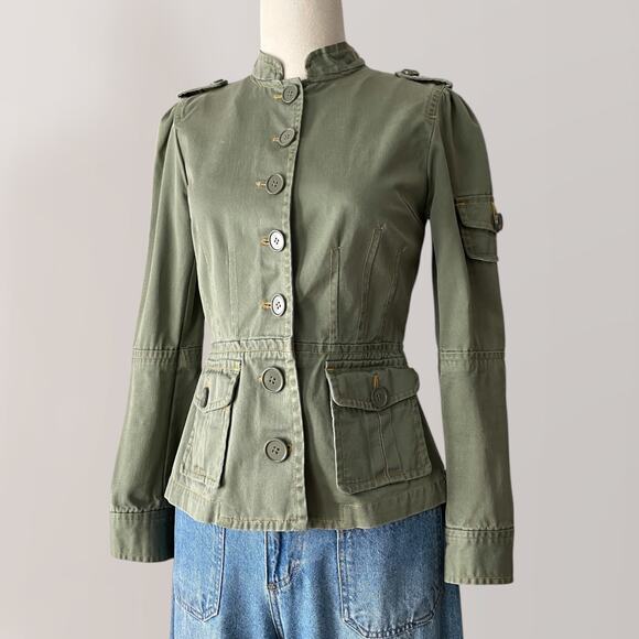 Vintage Utility Military Jacket Gorpcore Olive Green Cargo Grunge Streetwear - Picture 4 of 8